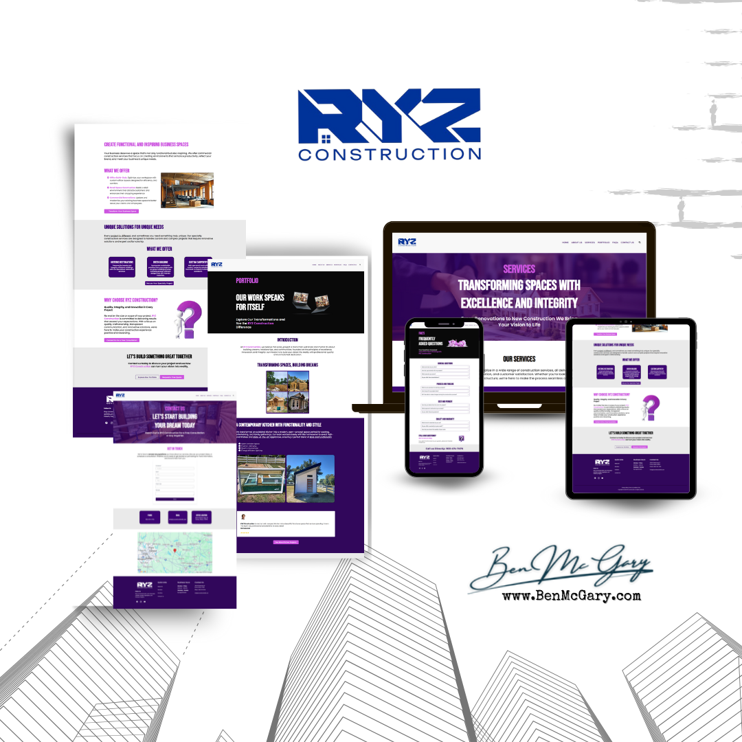 RYZ Construction — Site build by Ben McGary