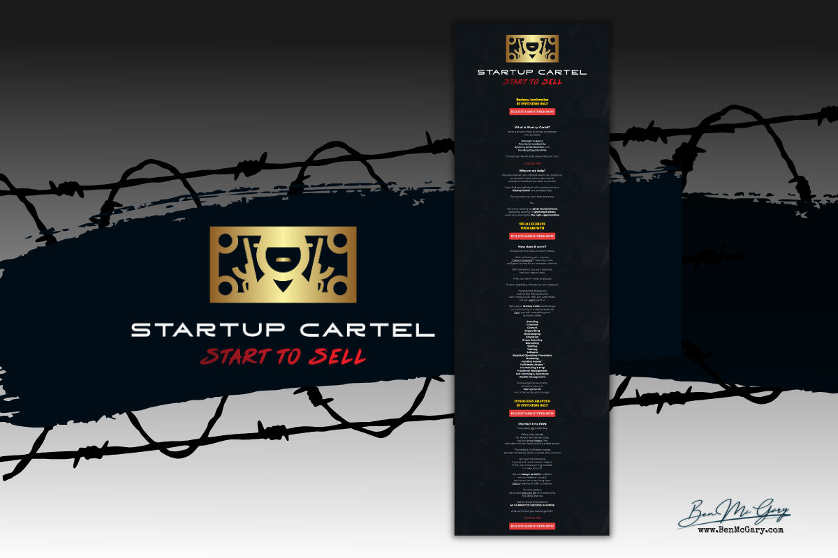 Startup Cartel — Brand and landing page by Ben McGary